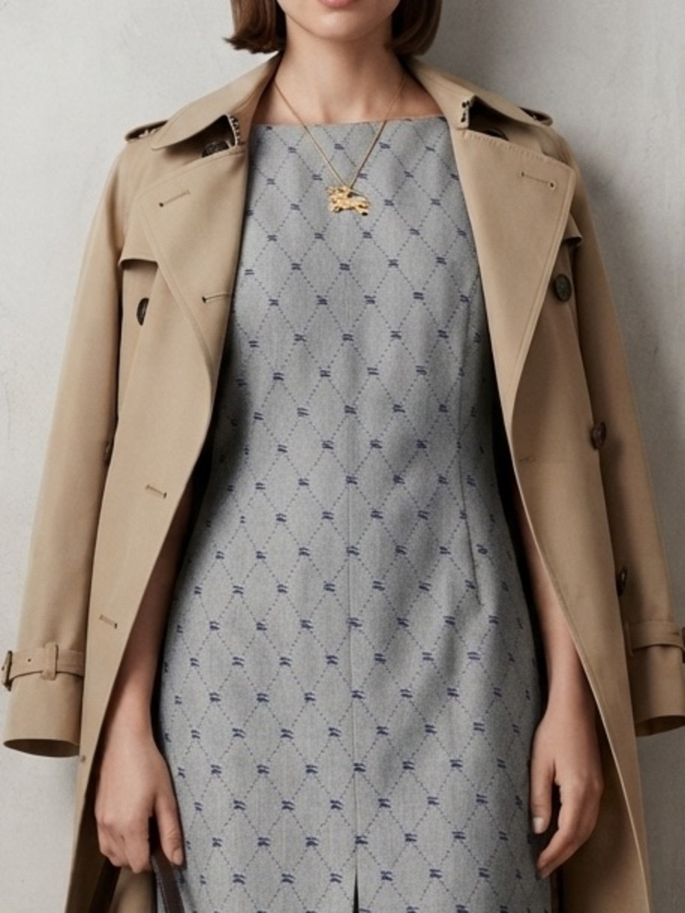 Burberry gray navy logo sheath dress